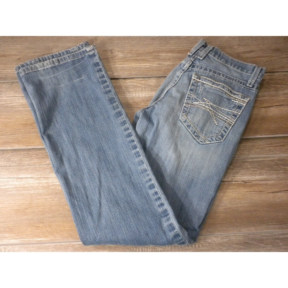 Cinch Jeans Mens 29x34 Blue Denim Grant Relaxed Bootcut Whiskers Cowboy Western